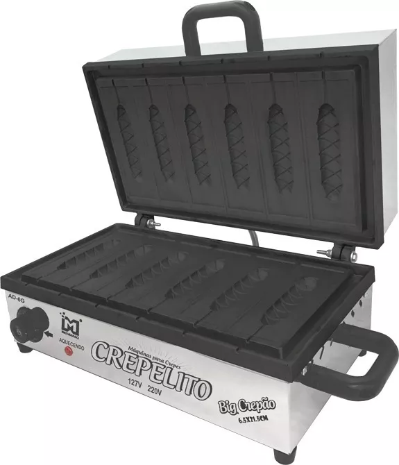 Máquina de Crepe 6 Cavidades Antiaderente - Modelo AD6G - Big Crepão Teflon 220v